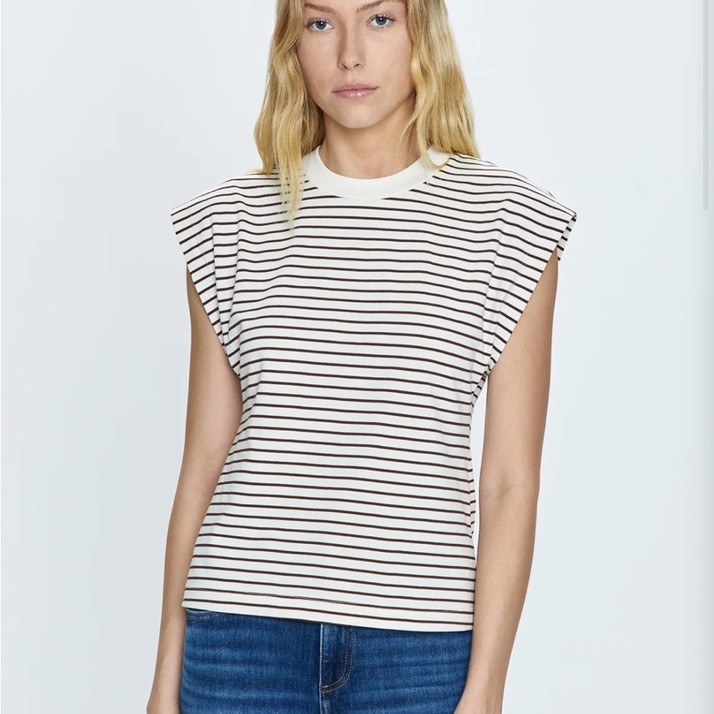 Pistola Mariana Tee in Chesnut/ivory stripe